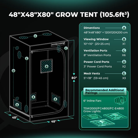 Mars Hydro Grow Zelt 100cm x 100cm x 180cm